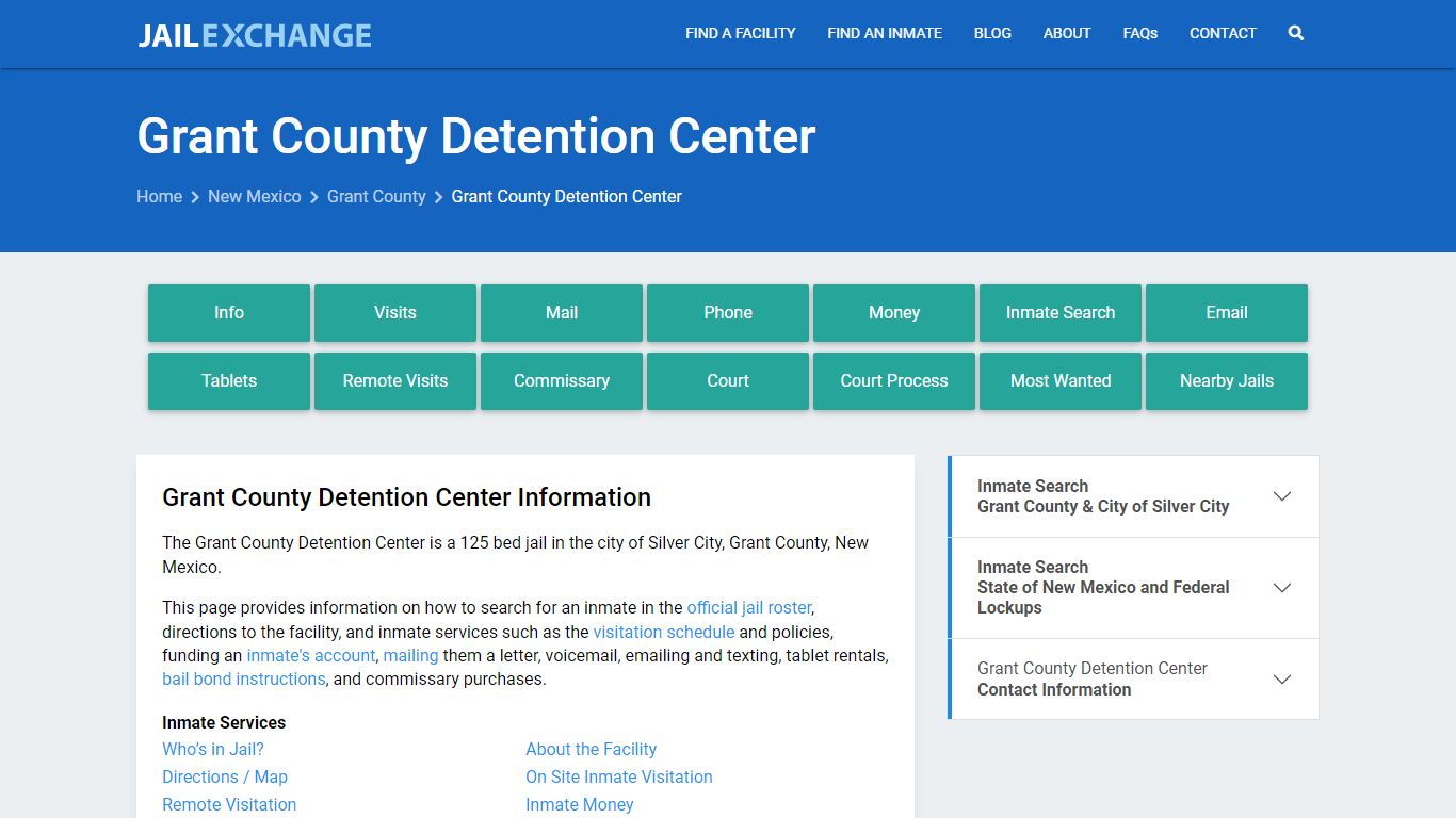 Grant County Detention Center, NM Inmate Search, Information