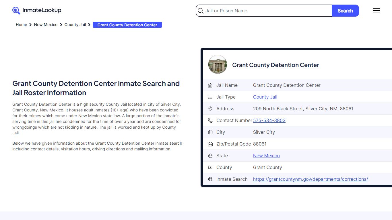 Grant County Detention Center Inmate Search, Jail Roster, Bookings ...