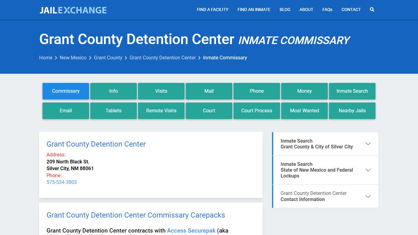 Grant County Detention Center Inmate Commissary - Jail Exchange