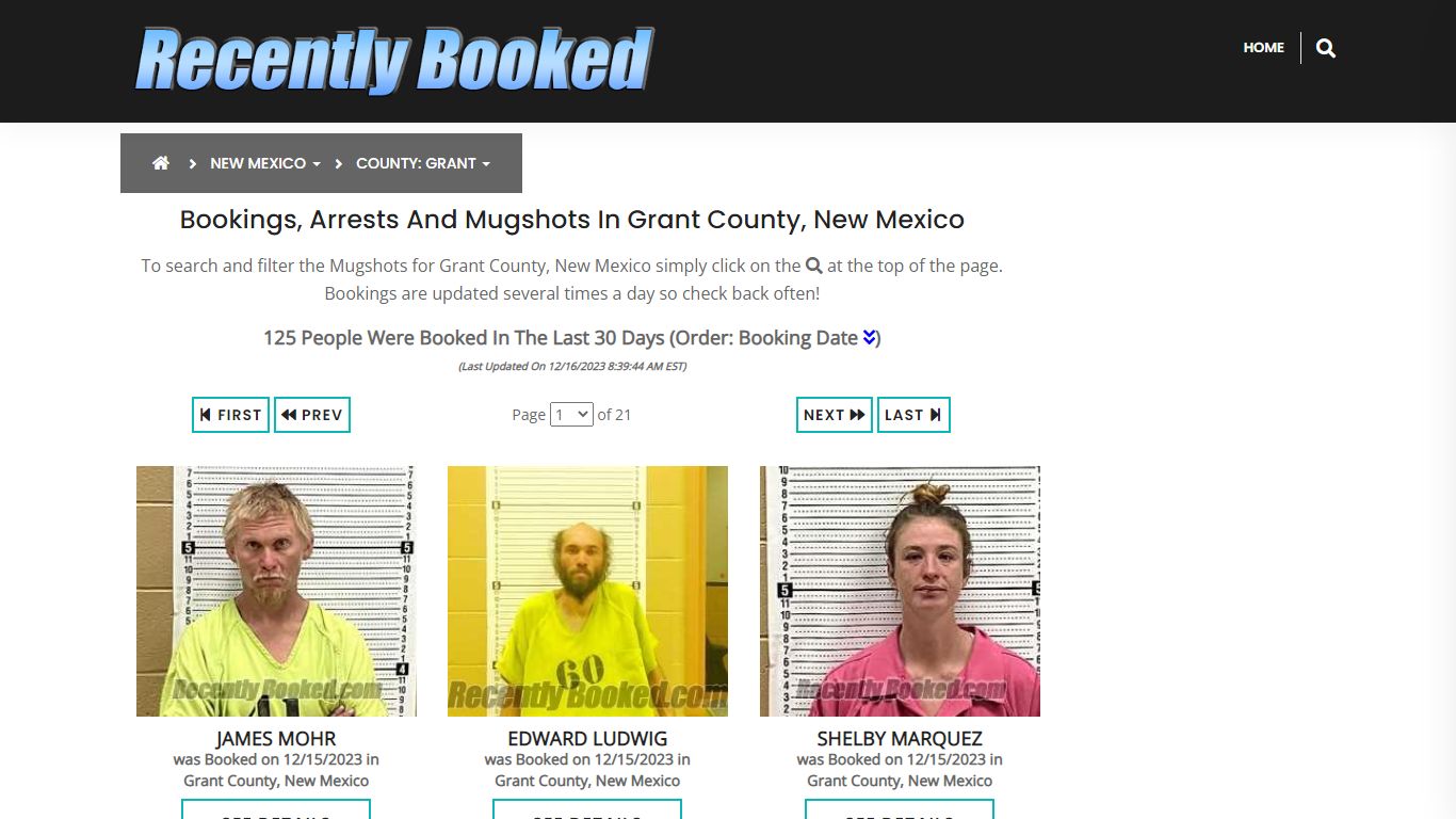 Bookings, Arrests and Mugshots in Grant County, New Mexico